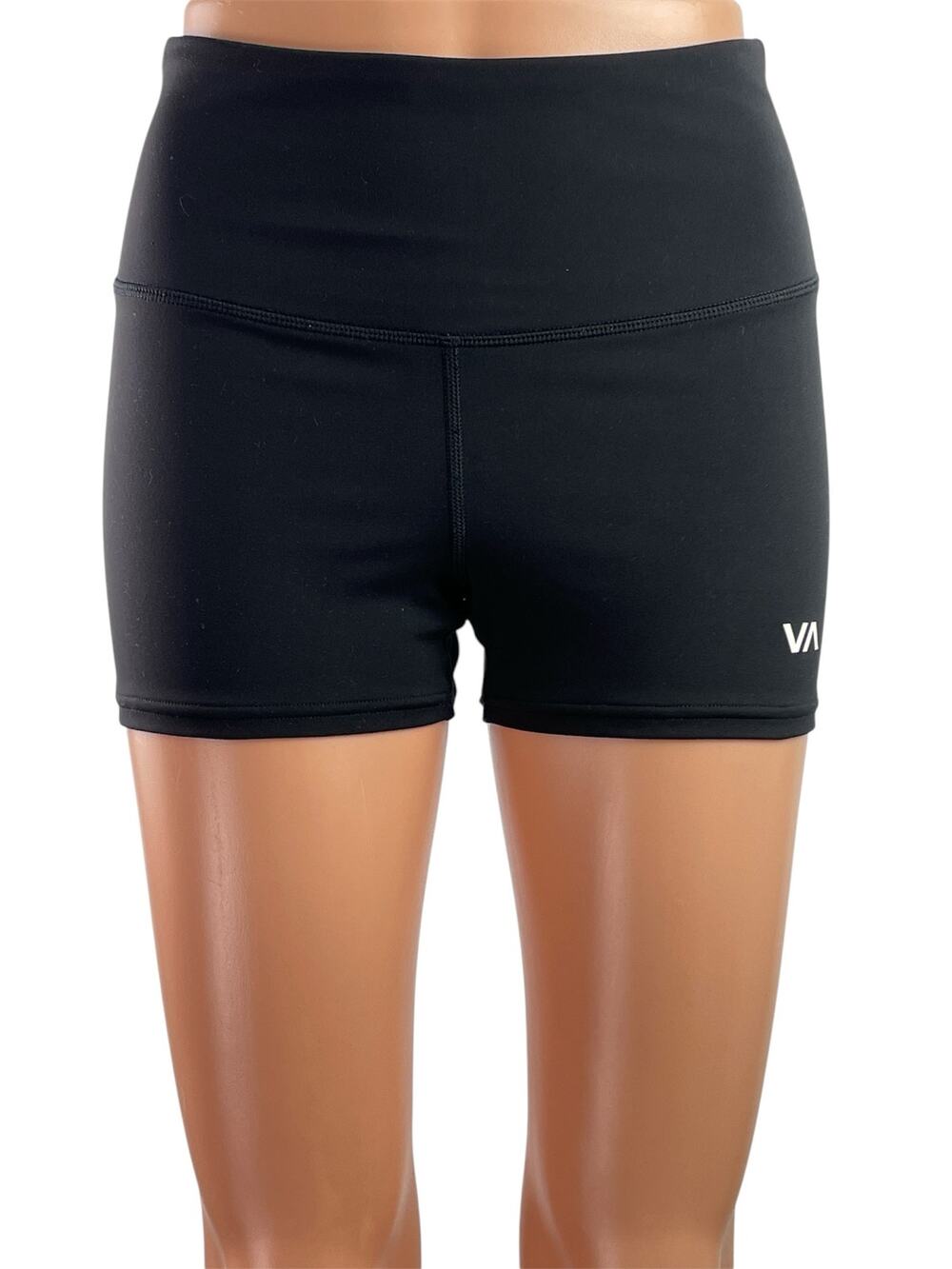 RVCA Womens Black Mid Rise Workout Athletic Activewear Running Biker Shorts S